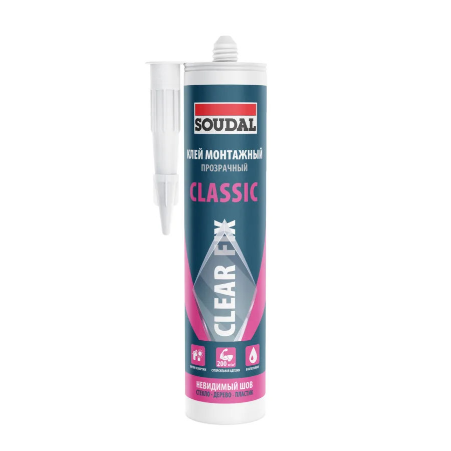 Упаковка: Монтажный клей CLEAR FIX CLASSIC, прозрачный, картридж, 280 мл
